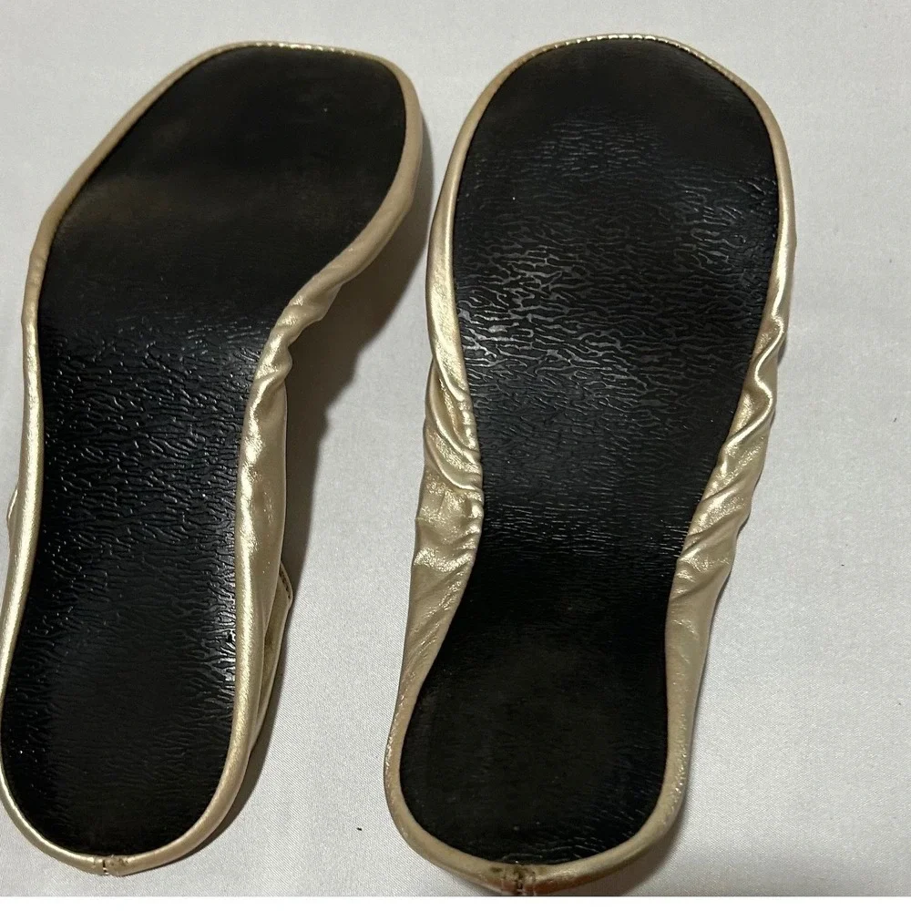 Cinderollies Women's Ballet Flats Size M Metallic Gold Slip On‎ Foldable Travel